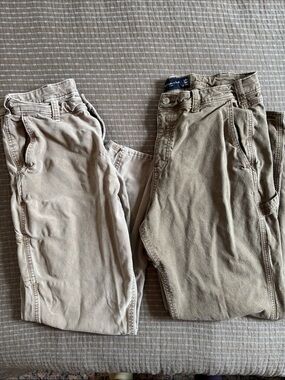 Lot of 2 Abercrombie & Fitch Mens Carpenter Workwear Pants 34x34 Tan